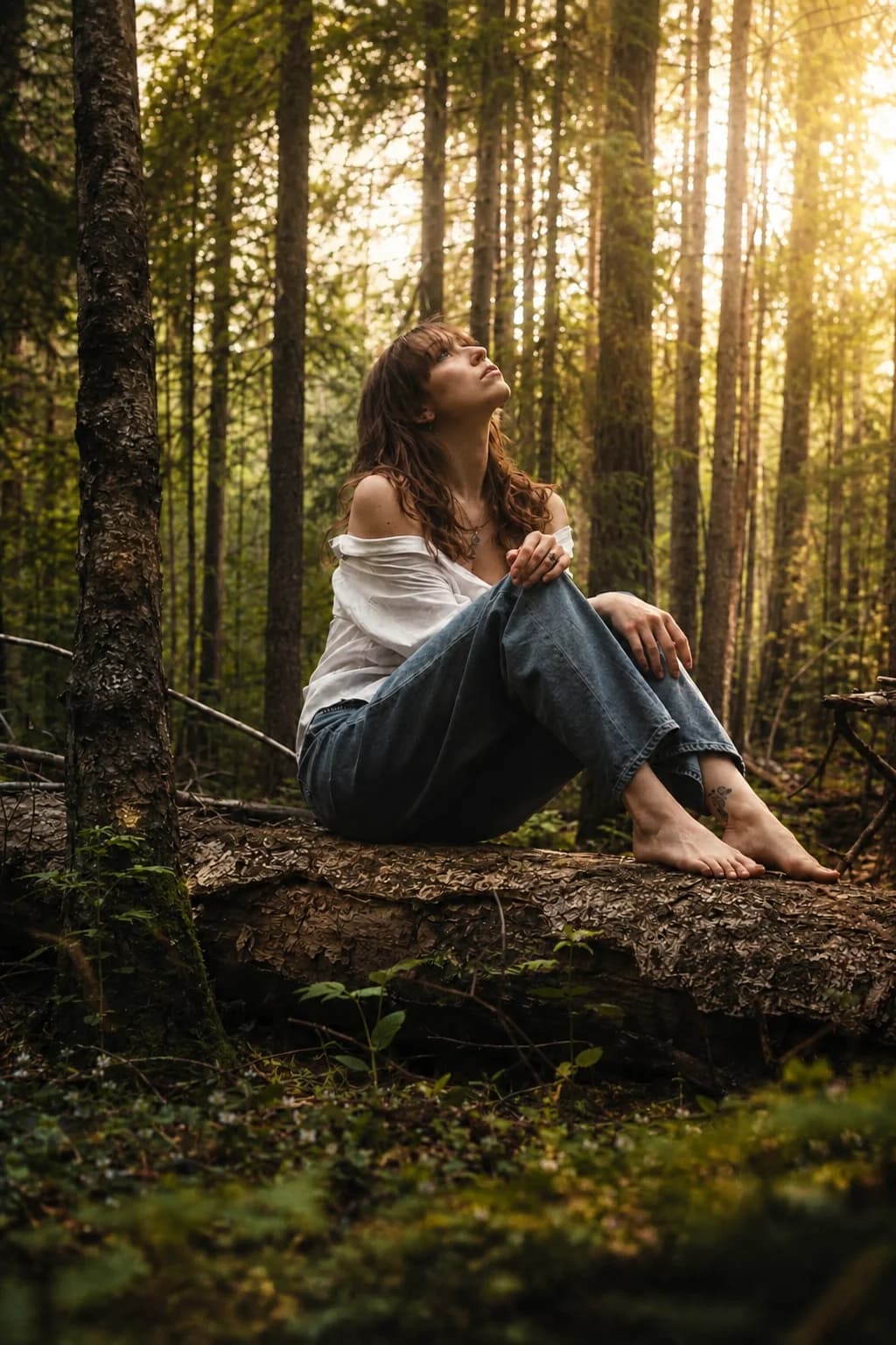 Фотография девушки в лесу в мягком тоне